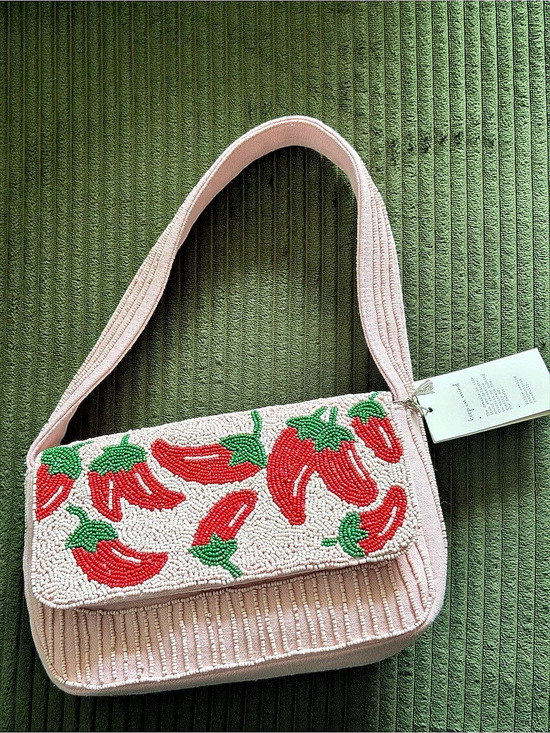 a new day Handbags - A New Day Beaded Chili Pepper Flap Shoulder Bag Pink & Red